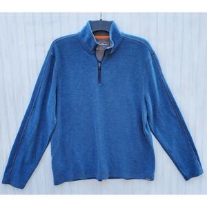 Eddie‎ Bauer Sweater Mens Large Blue  Quarter Zip Knit Pullover Outdoor